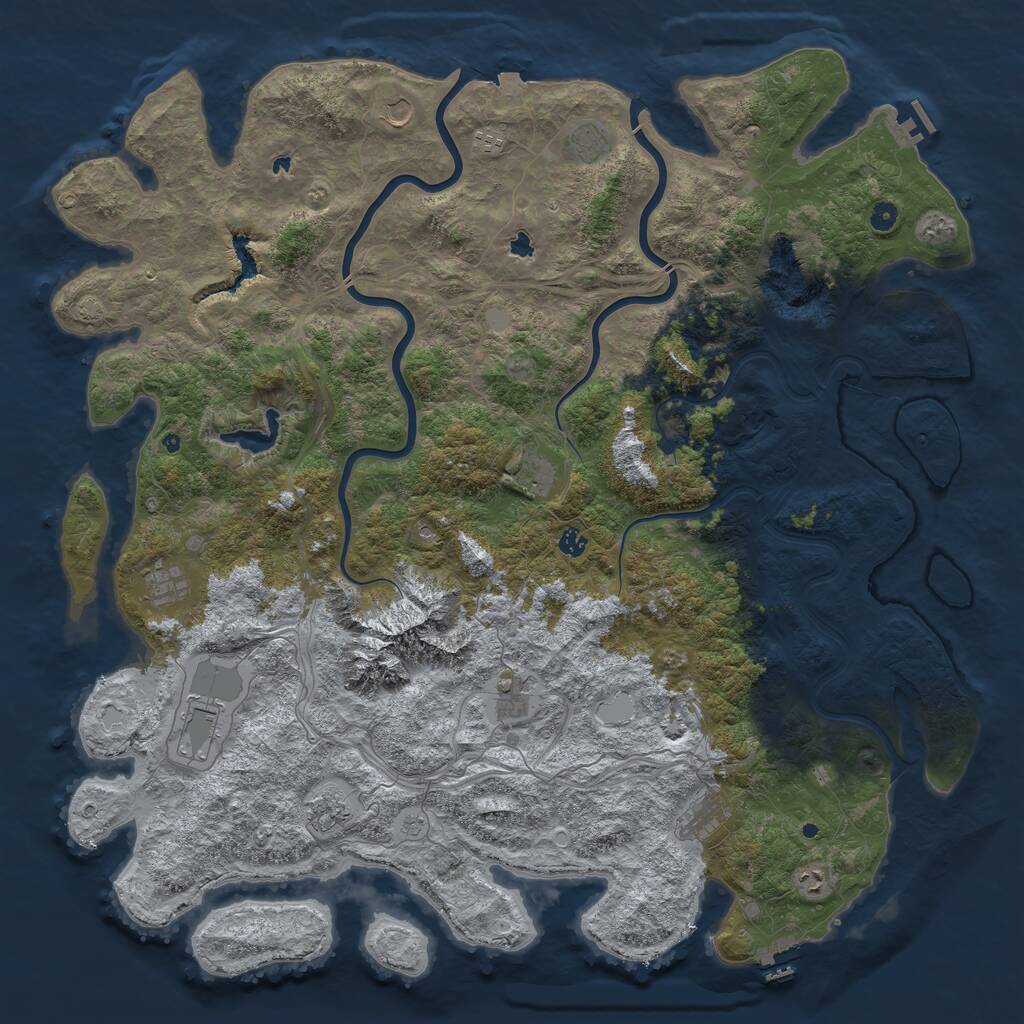 Rust Map: Procedural Map, Size: 5500, Seed: 67, 17 Monuments