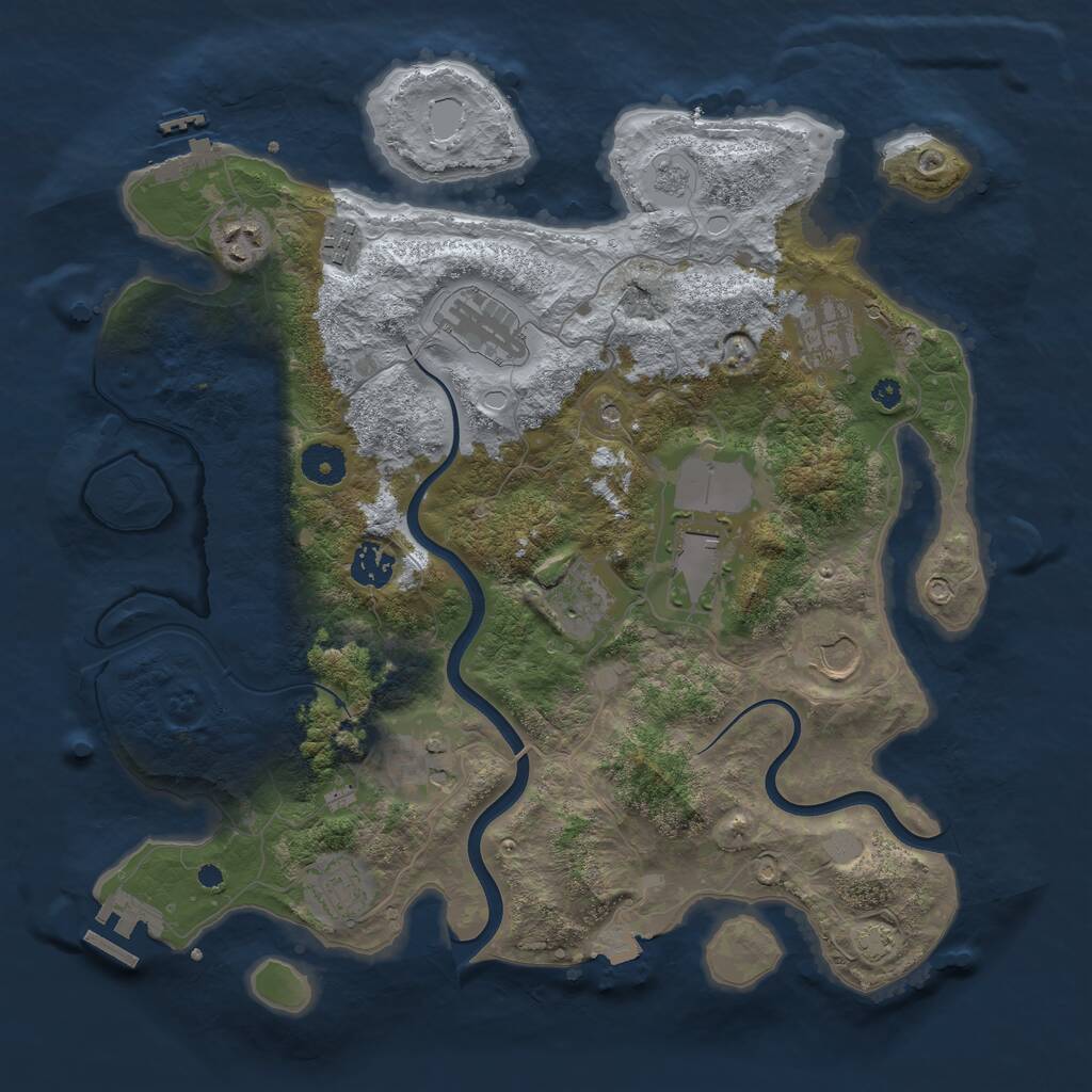 Rust Map: Procedural Map, Size: 3750, Seed: 66147, 16 Monuments