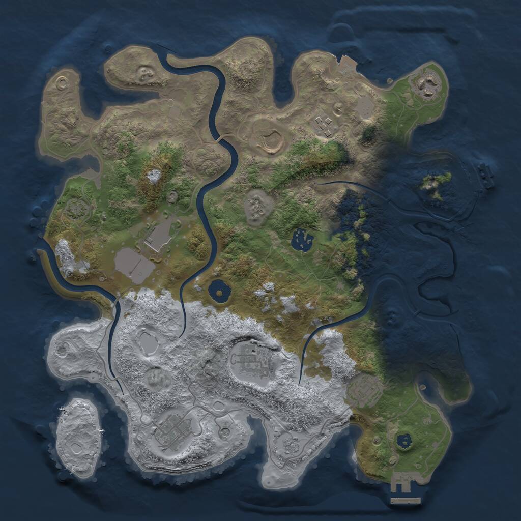 Rust Map: Procedural Map, Size: 3500, Seed: 998818390, 14 Monuments