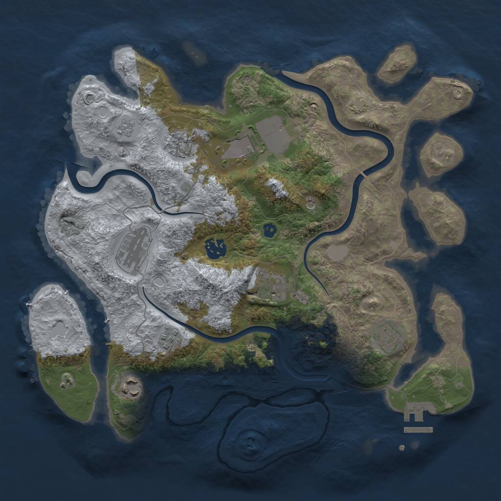 Rust Map: Procedural Map, Size: 3500, Seed: 524432280, 13 Monuments