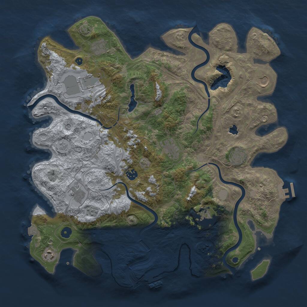 Rust Map: Procedural Map, Size: 4250, Seed: 989416763, 16 Monuments