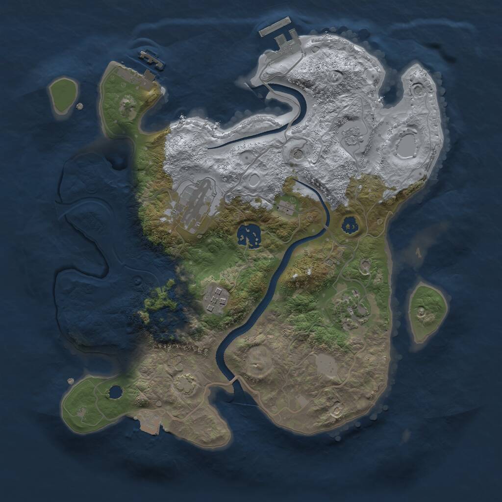 Rust Map: Procedural Map, Size: 3000, Seed: 1781256870, 10 Monuments