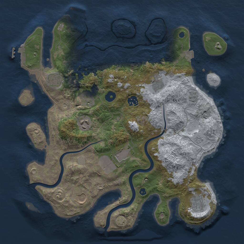 Rust Map: Procedural Map, Size: 3500, Seed: 743713480, 15 Monuments