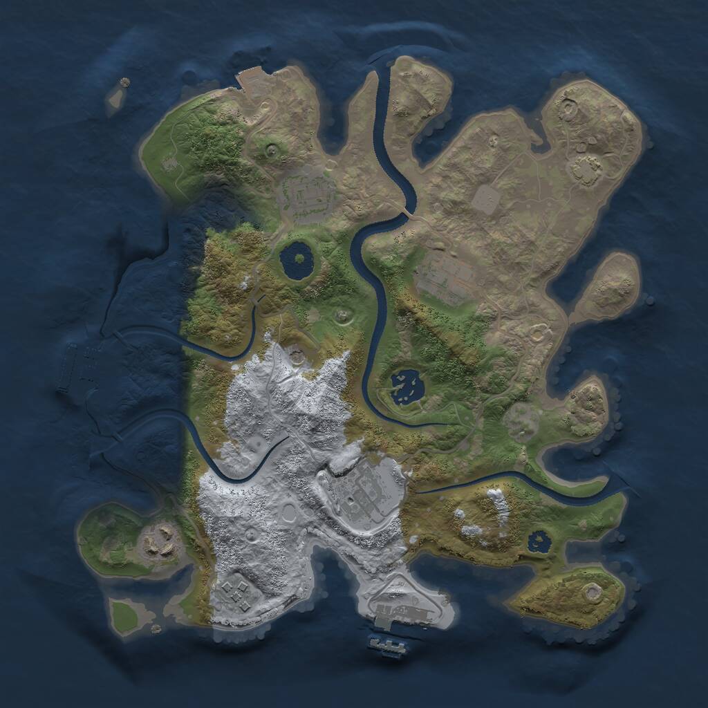 Rust Map: Procedural Map, Size: 3000, Seed: 6484, 11 Monuments