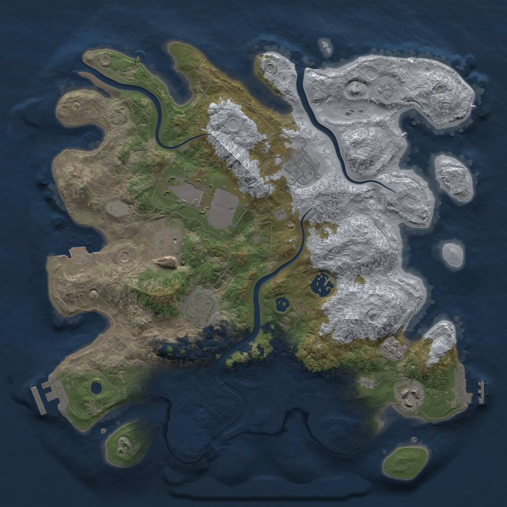 Rust Map: Procedural Map, Size: 3500, Seed: 3500000, 13 Monuments