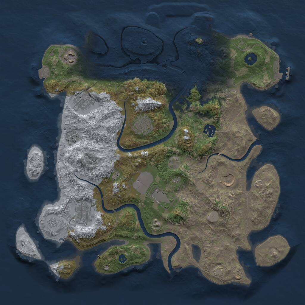 Rust Map: Procedural Map, Size: 3700, Seed: 1060394363, 14 Monuments