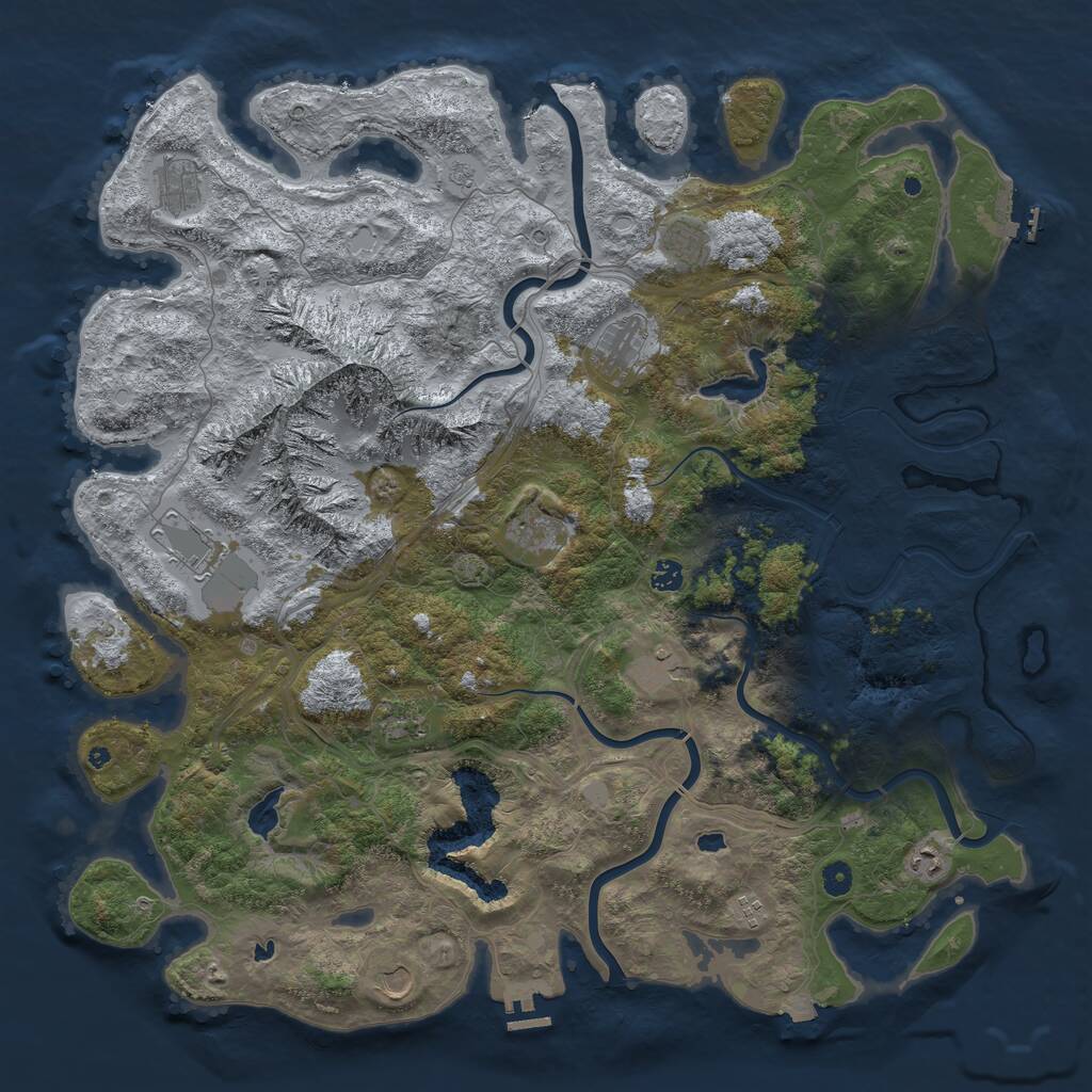 Rust Map: Procedural Map, Size: 5000, Seed: 212385953, 17 Monuments
