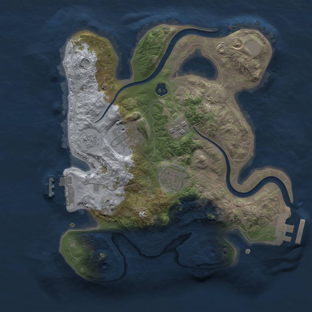 Rust Map: Procedural Map, Size: 2500, Seed: 1973740806, 9 Monuments