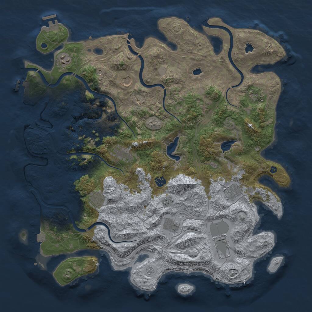 Rust Map: Procedural Map, Size: 4500, Seed: 549936535, 16 Monuments