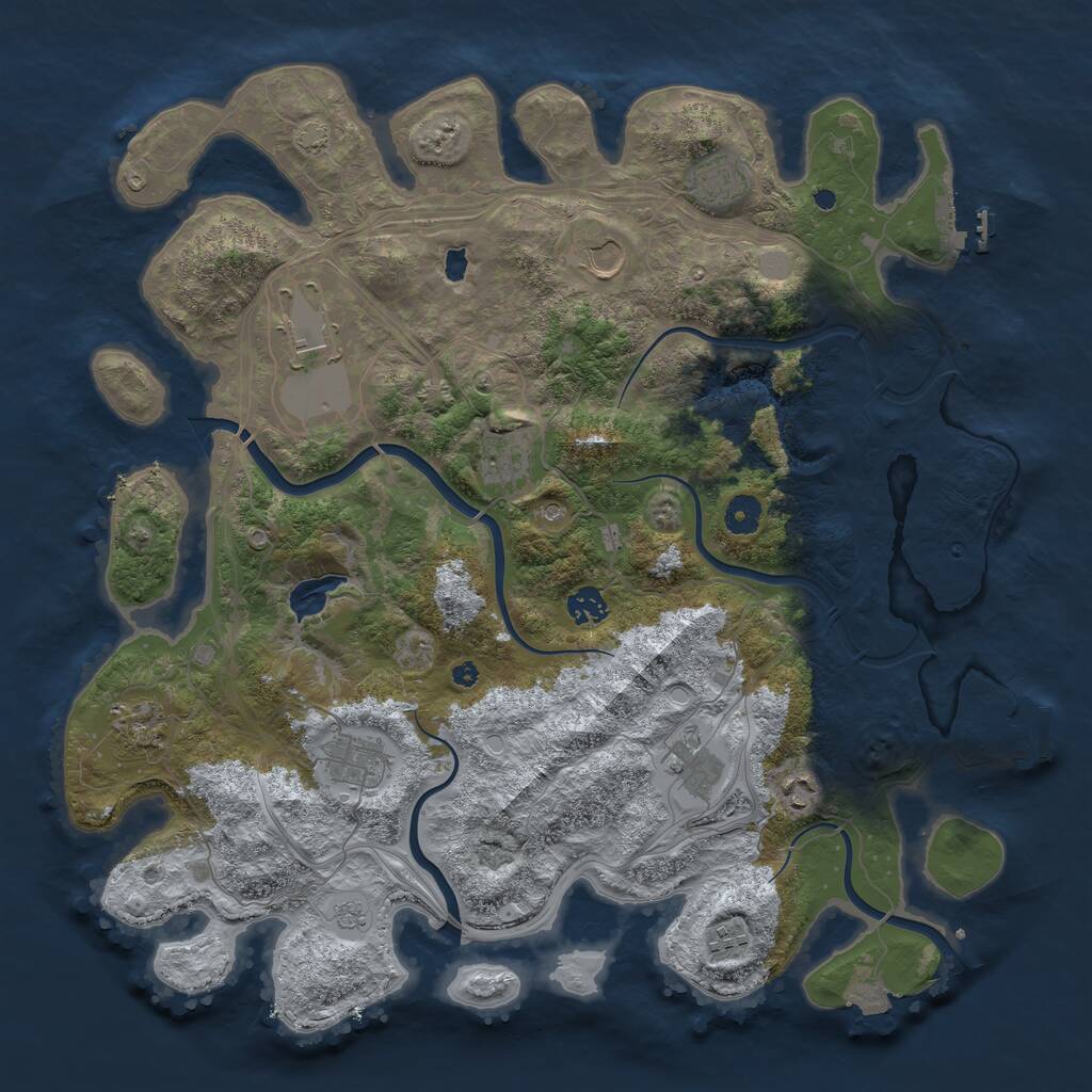 Rust Map: Procedural Map, Size: 4250, Seed: 407423875, 16 Monuments