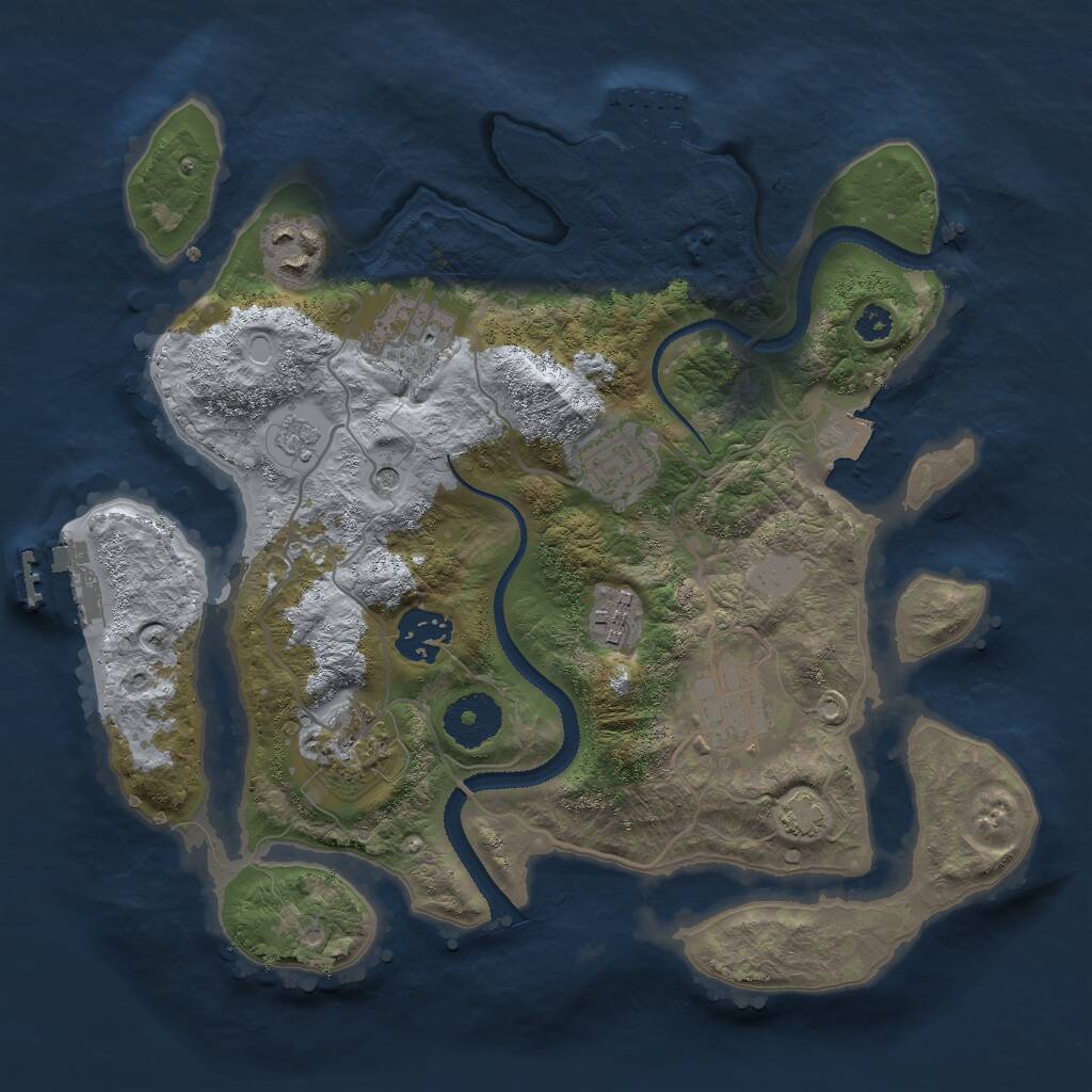 Rust Map: Procedural Map, Size: 3000, Seed: 1043259913, 13 Monuments