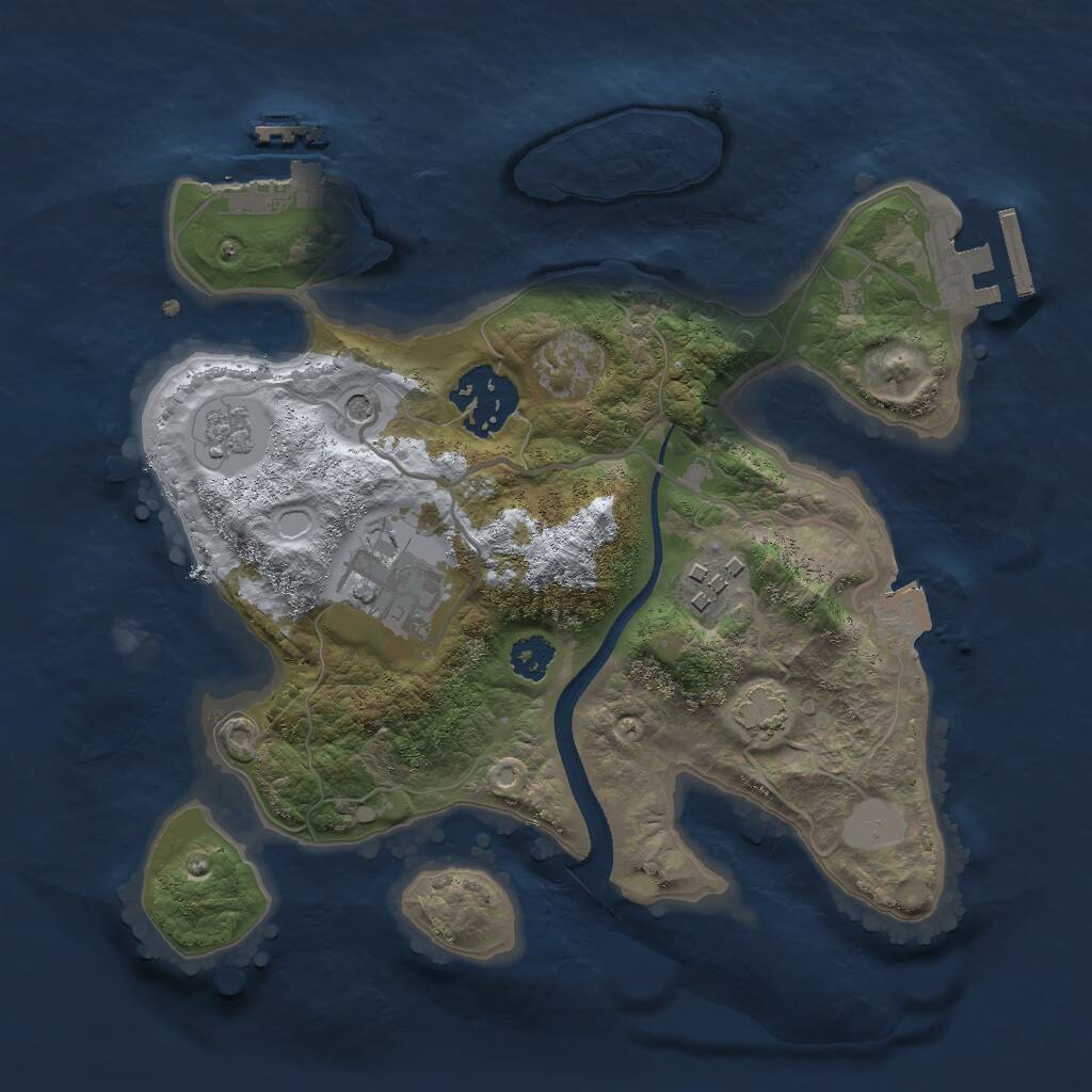 Rust Map: Procedural Map, Size: 2500, Seed: 26852669, 9 Monuments