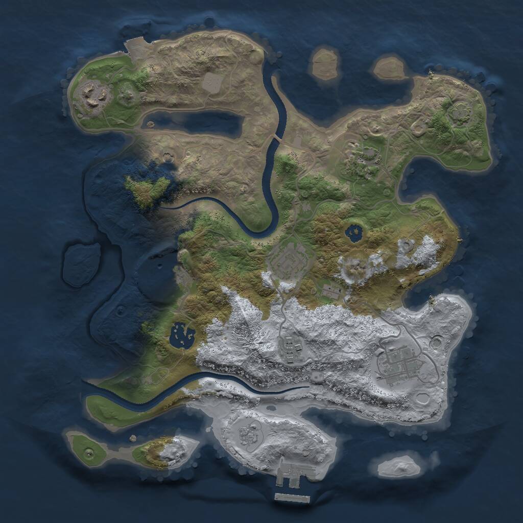 Rust Map: Procedural Map, Size: 3000, Seed: 51853, 12 Monuments