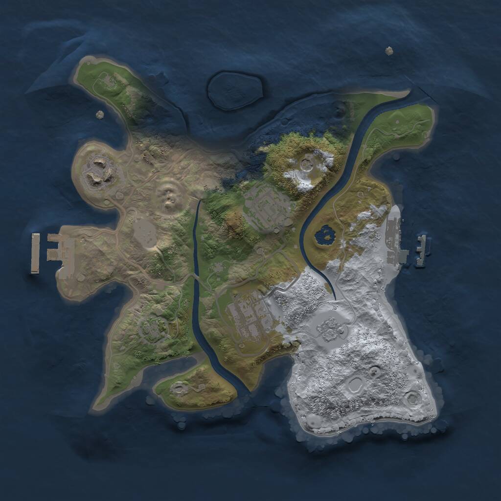Rust Map: Procedural Map, Size: 2500, Seed: 210404336, 9 Monuments