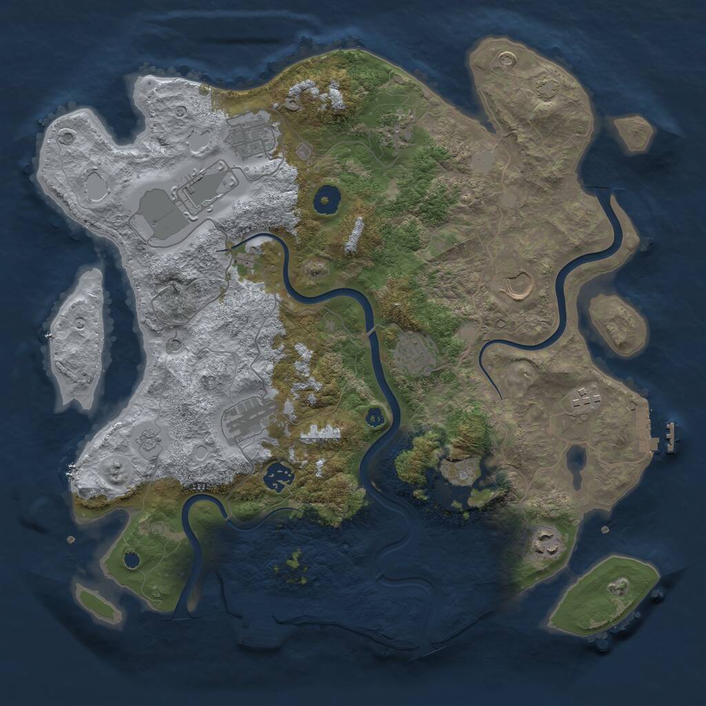 Rust Map: Procedural Map, Size: 3750, Seed: 28091556, 16 Monuments