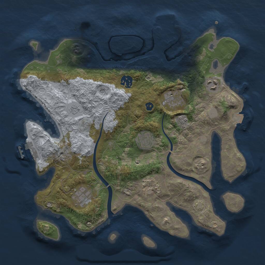 Rust Map: Procedural Map, Size: 3250, Seed: 1742124109, 13 Monuments