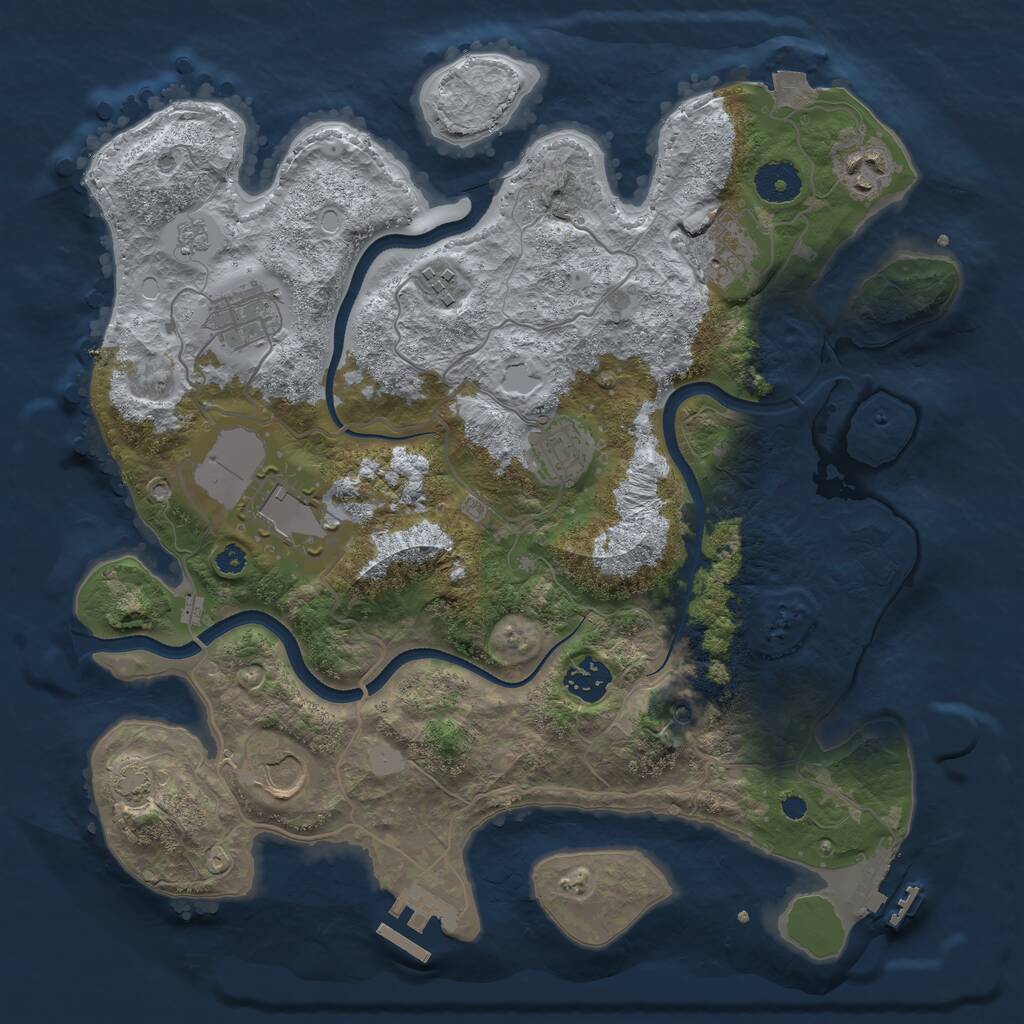 Rust Map: Procedural Map, Size: 3500, Seed: 1550595646, 14 Monuments