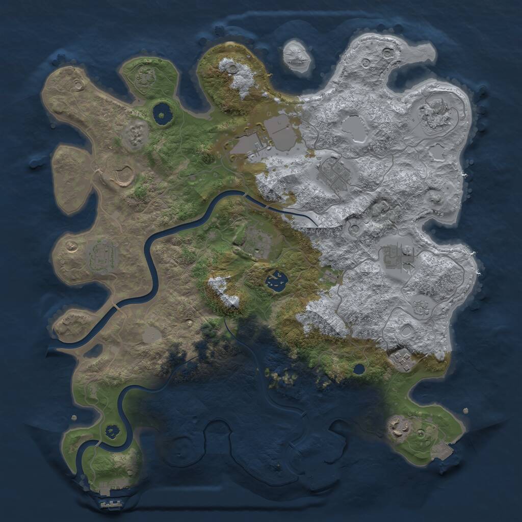 Rust Map: Procedural Map, Size: 3800, Seed: 1384128644, 16 Monuments