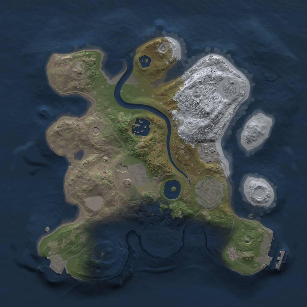 Rust Map: Procedural Map, Size: 2500, Seed: 1384128644, 8 Monuments