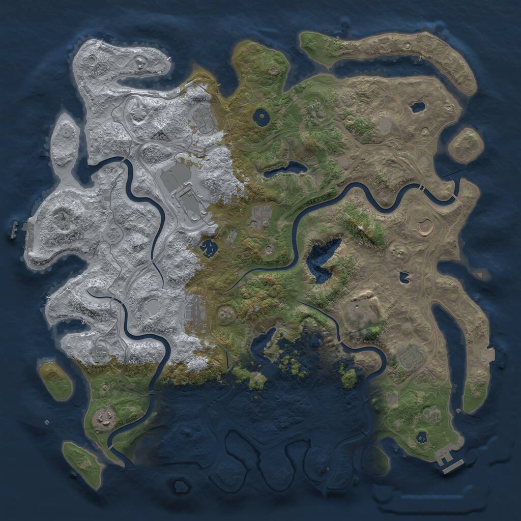 Rust Map: Procedural Map, Size: 4600, Seed: 2063963650, 17 Monuments