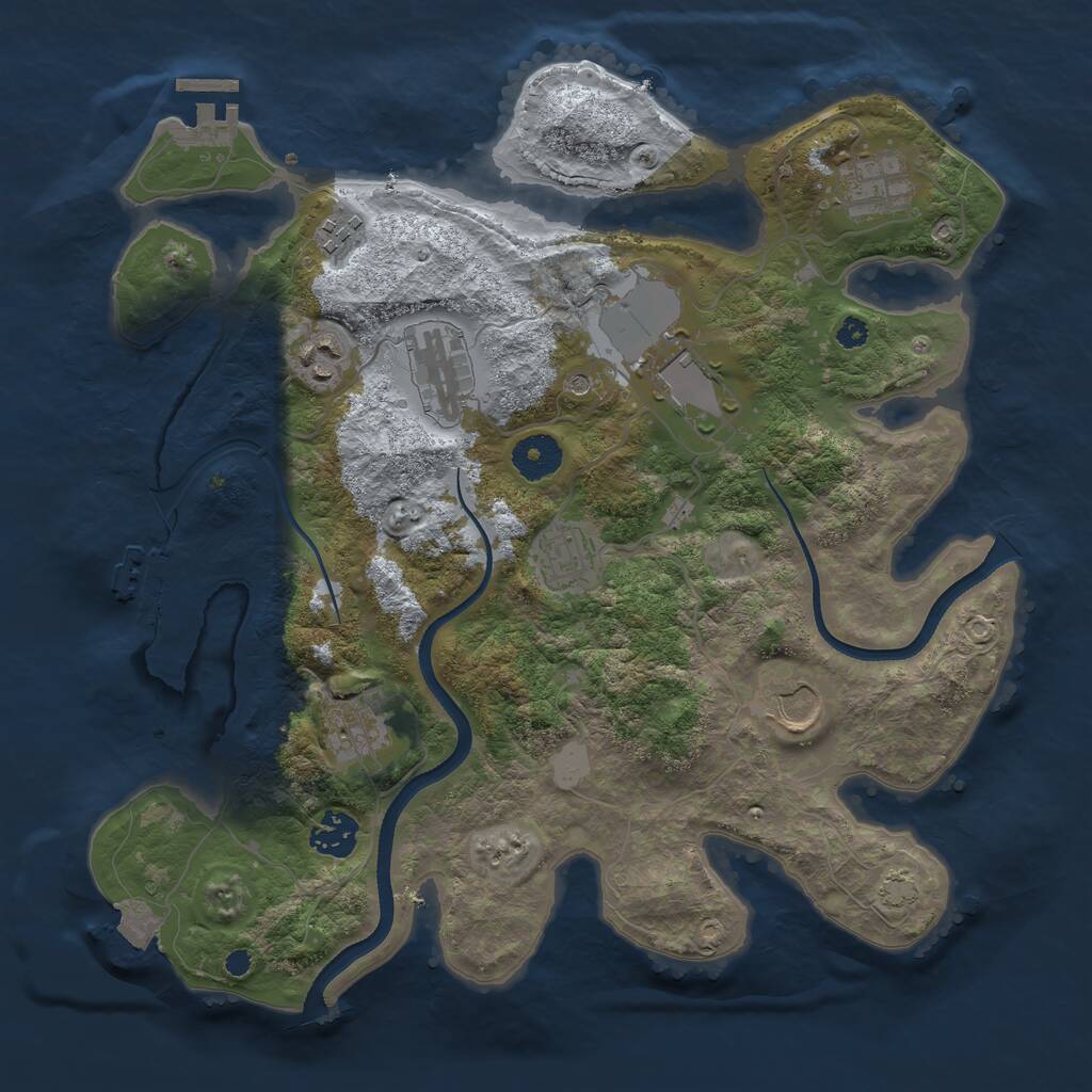 Rust Map: Procedural Map, Size: 3500, Seed: 411306800, 14 Monuments