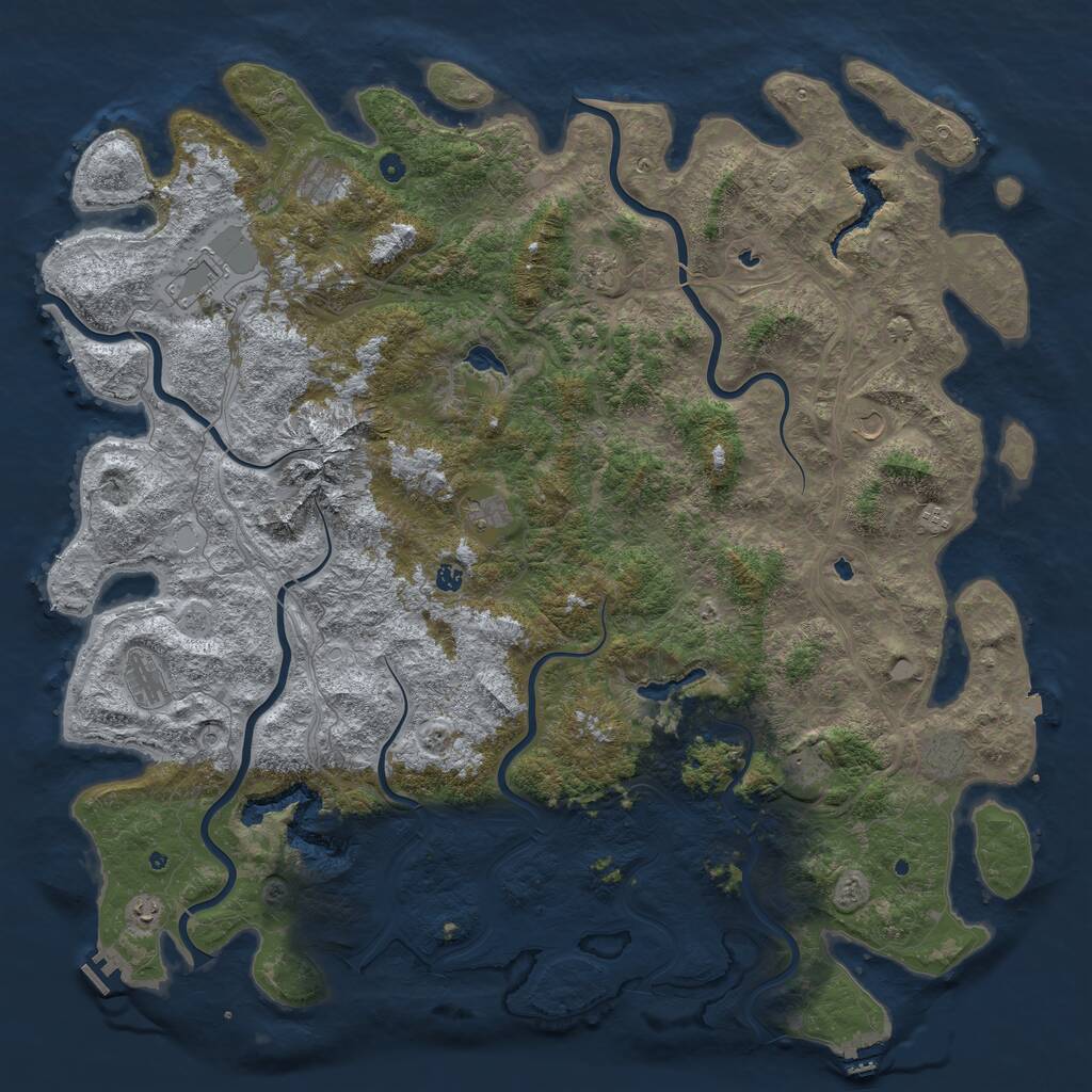 Rust Map: Procedural Map, Size: 6000, Seed: 613264804, 17 Monuments