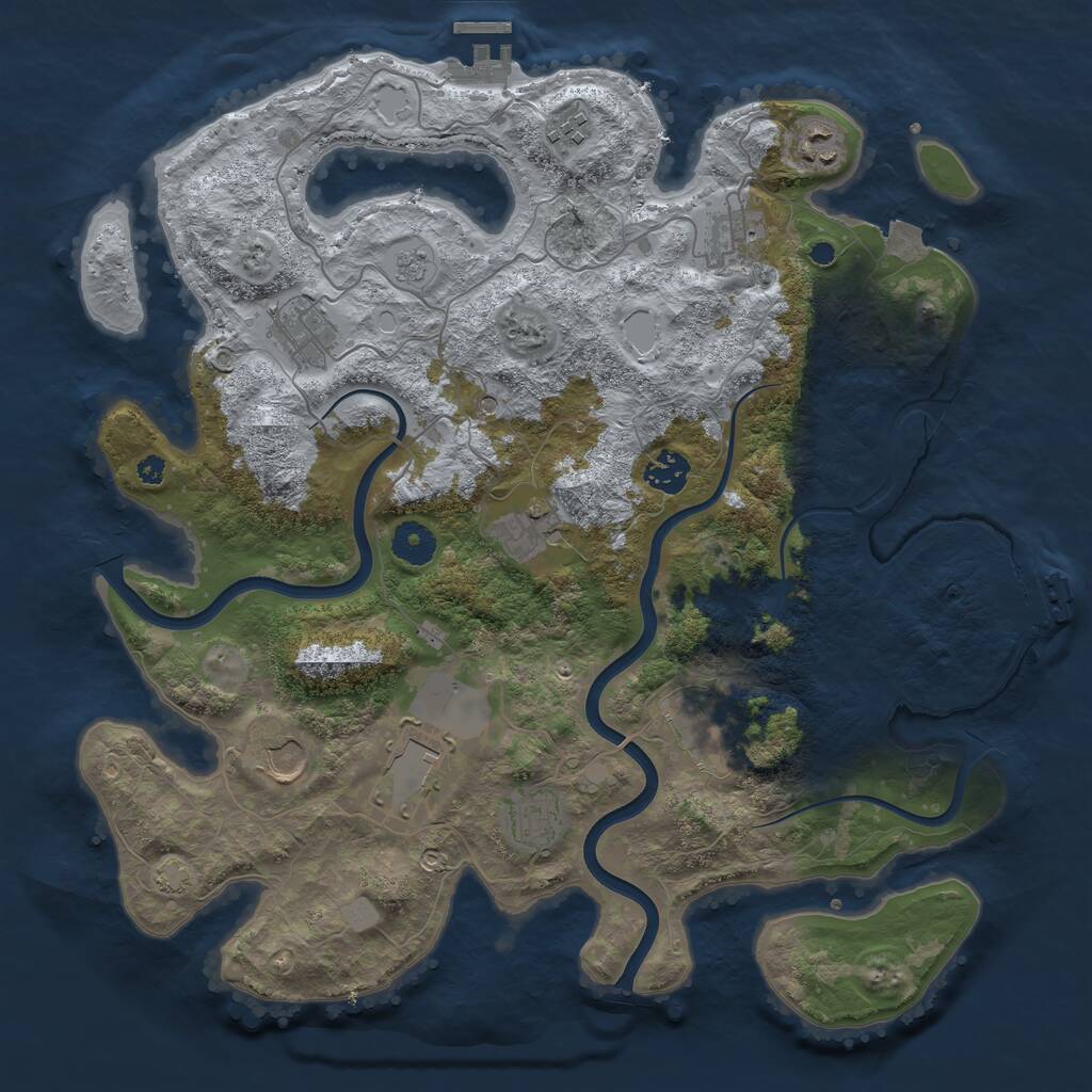 Rust Map: Procedural Map, Size: 3800, Seed: 417044895, 16 Monuments