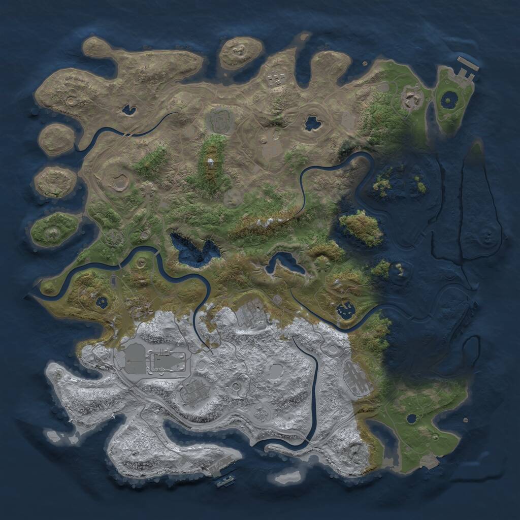 Rust Map: Procedural Map, Size: 4500, Seed: 1918254476, 17 Monuments
