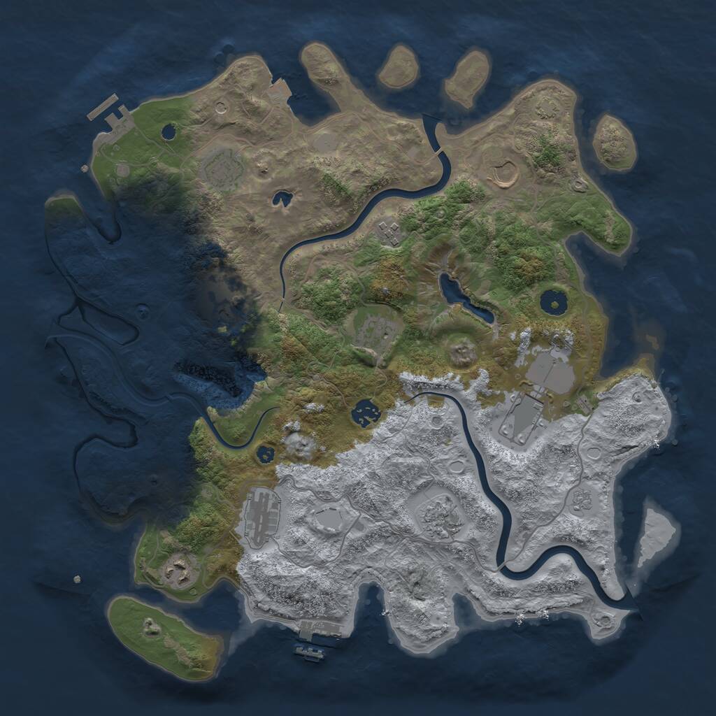 Rust Map: Procedural Map, Size: 4000, Seed: 554433, 16 Monuments