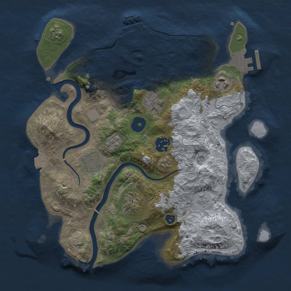 Rust Map: Procedural Map, Size: 3000, Seed: 484768768, 12 Monuments