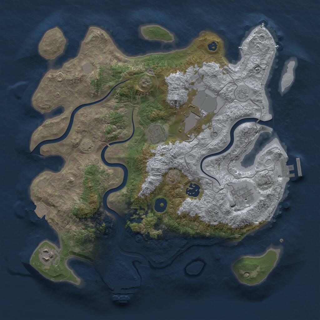 Rust Map: Procedural Map, Size: 3500, Seed: 524586839, 12 Monuments
