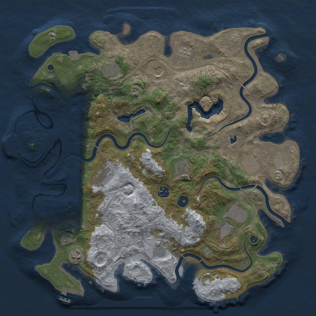 Rust Map: Procedural Map, Size: 4250, Seed: 889434, 16 Monuments