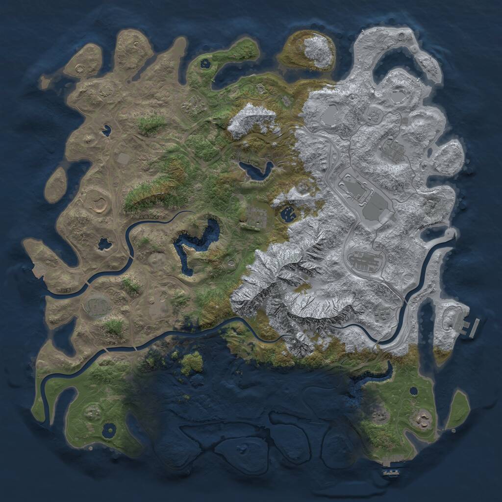 Rust Map: Procedural Map, Size: 5000, Seed: 874335161, 17 Monuments