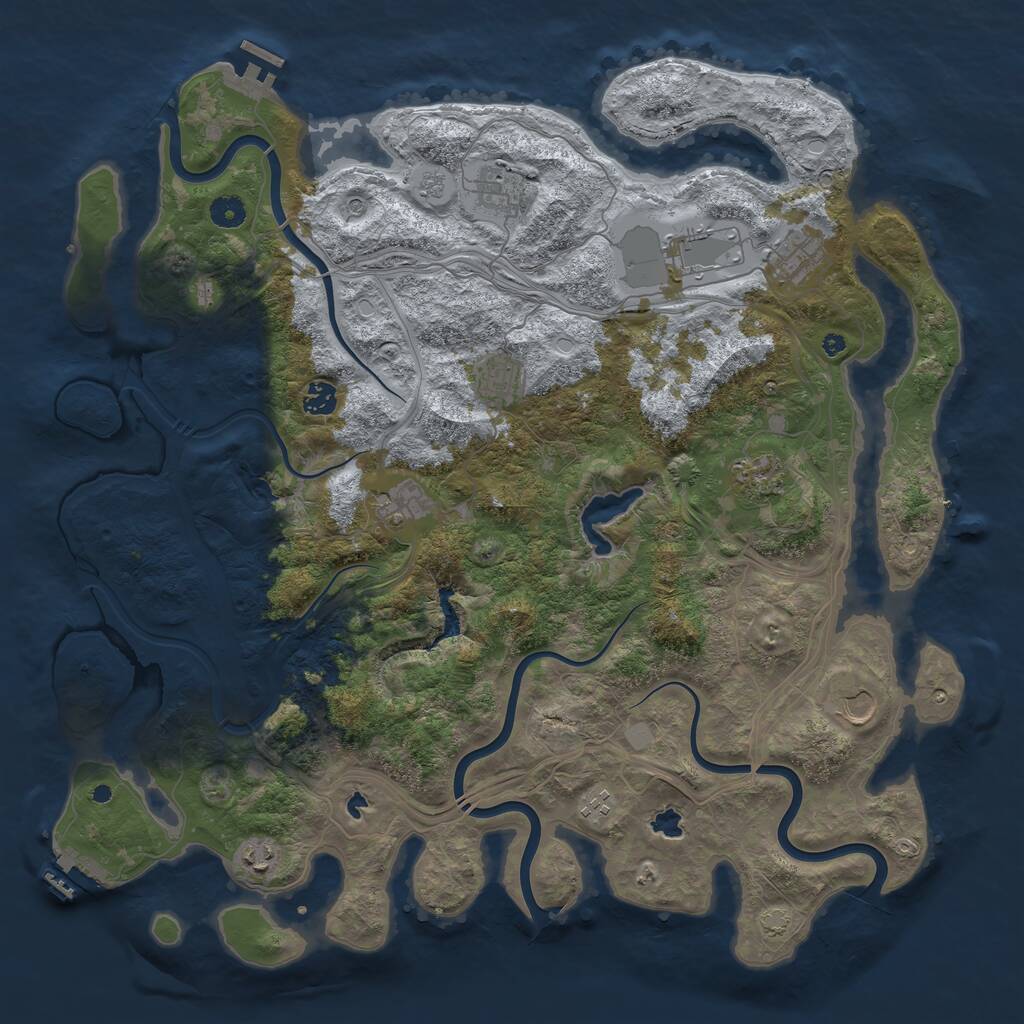 Rust Map: Procedural Map, Size: 4500, Seed: 493991124, 16 Monuments