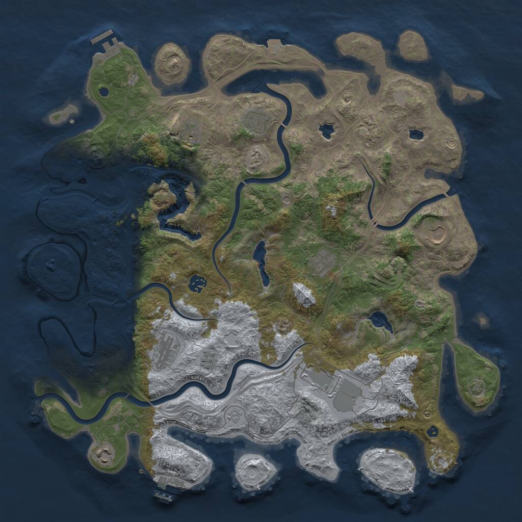 Rust Map: Procedural Map, Size: 4500, Seed: 835074152, 16 Monuments
