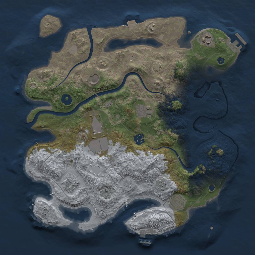 Rust Map: Procedural Map, Size: 3500, Seed: 1752045034, 14 Monuments