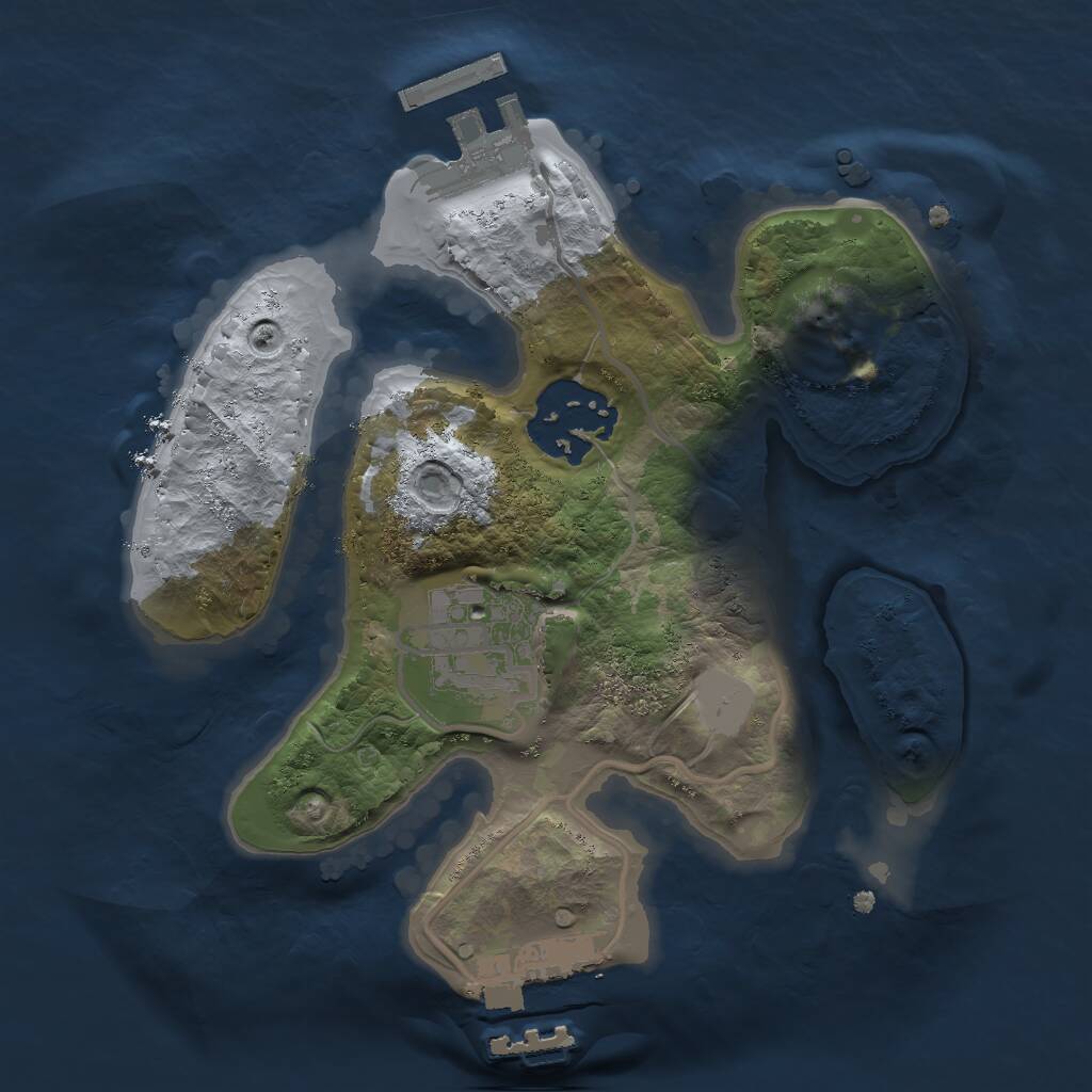 Rust Map: Procedural Map, Size: 2000, Seed: 16666, 5 Monuments