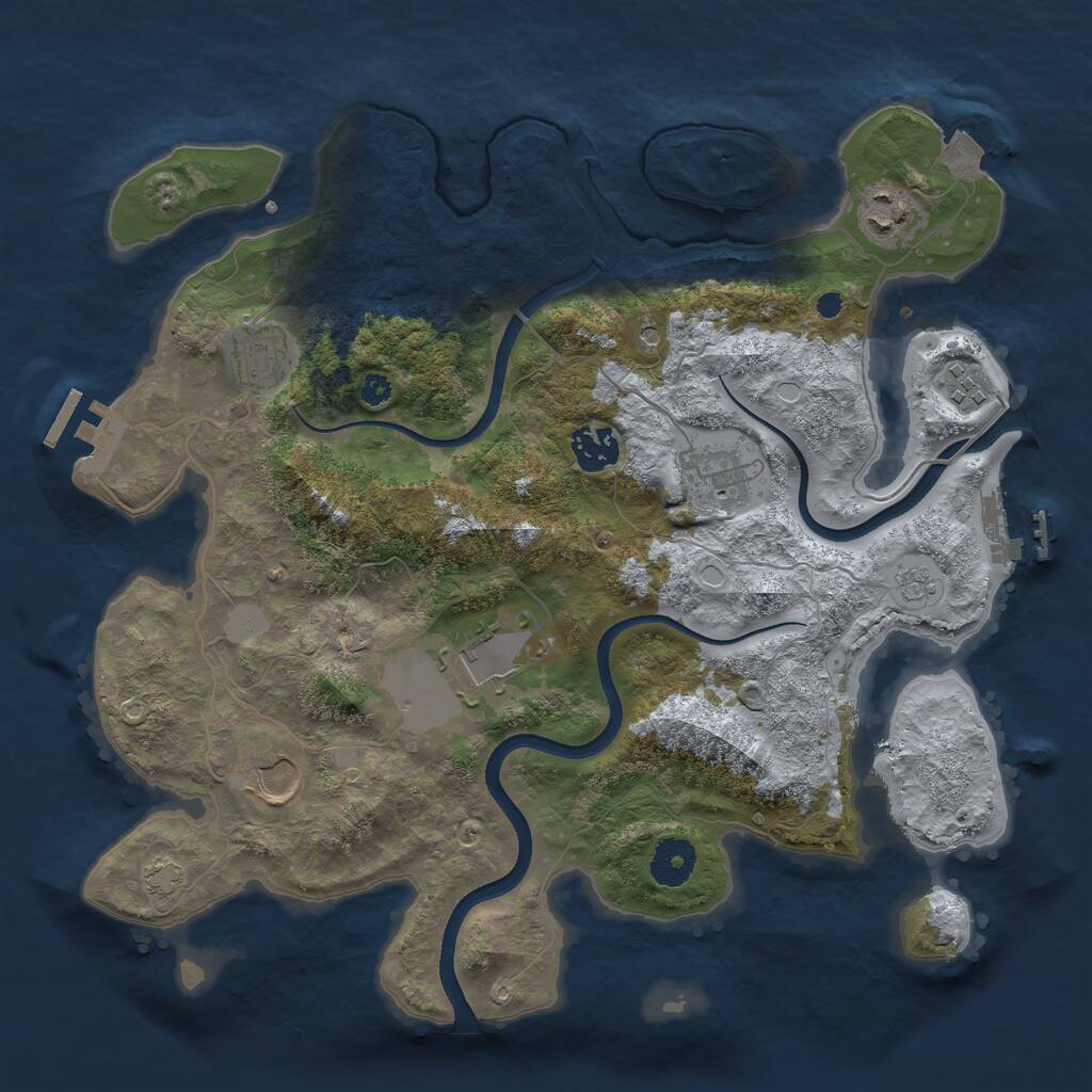 Rust Map: Procedural Map, Size: 3500, Seed: 1023124099, 13 Monuments
