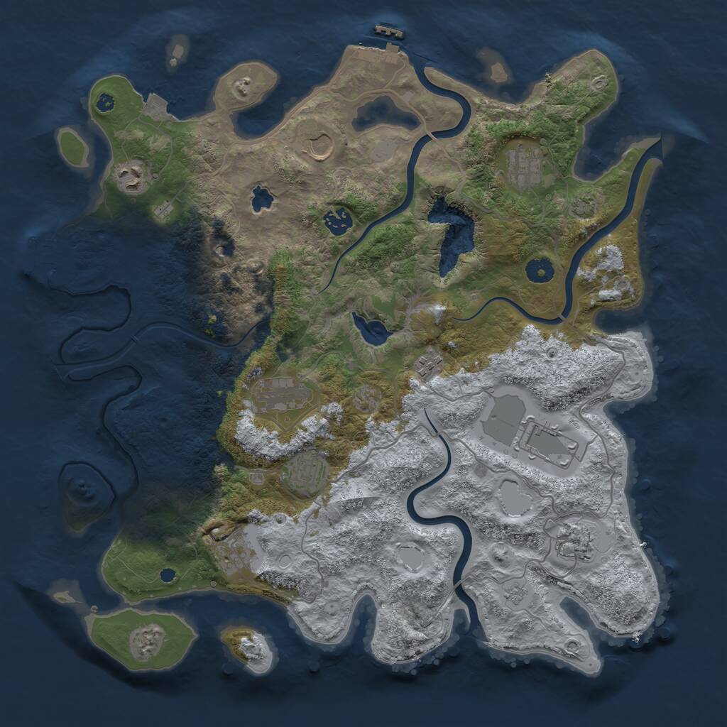 Rust Map: Procedural Map, Size: 4050, Seed: 274542825, 16 Monuments