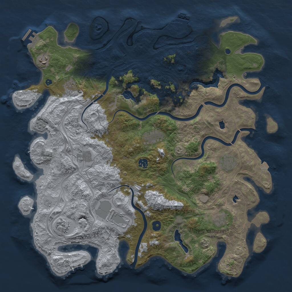 Rust Map: Procedural Map, Size: 4500, Seed: 511910354, 16 Monuments