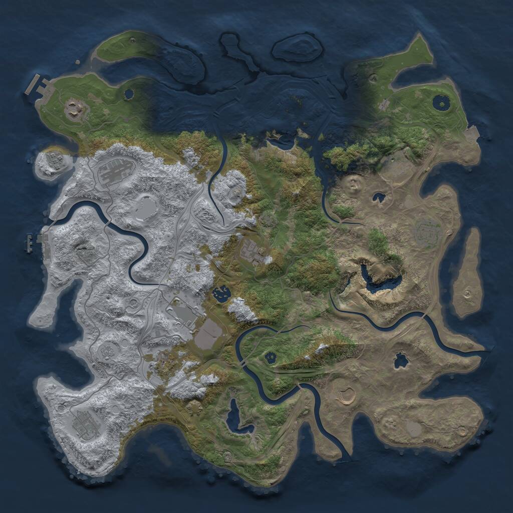 Rust Map: Procedural Map, Size: 4500, Seed: 746683680, 17 Monuments