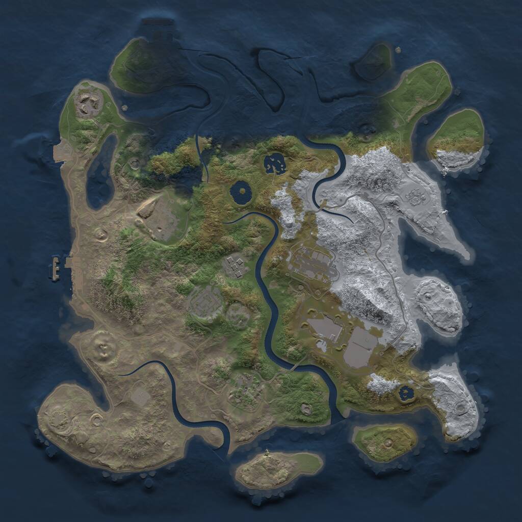 Rust Map: Procedural Map, Size: 3500, Seed: 6482511, 14 Monuments