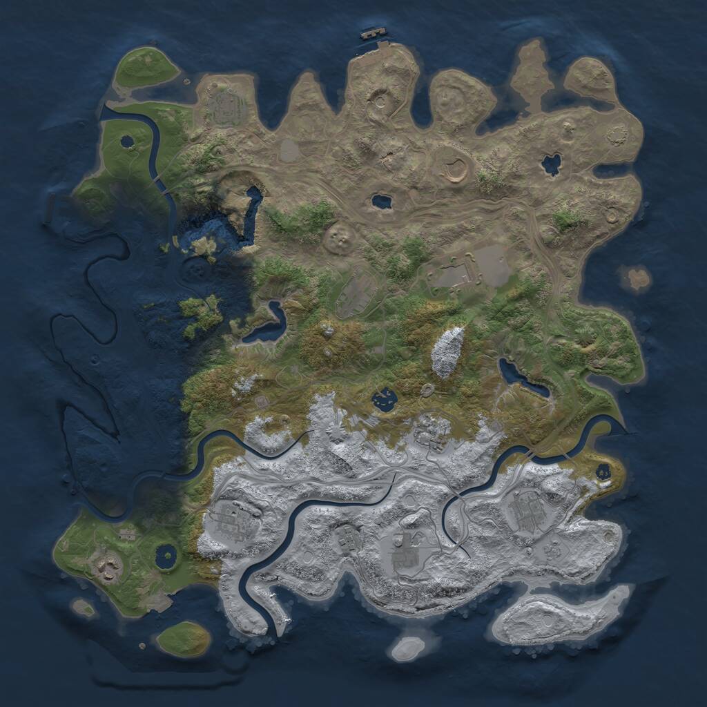 Rust Map: Procedural Map, Size: 4500, Seed: 553519669, 17 Monuments