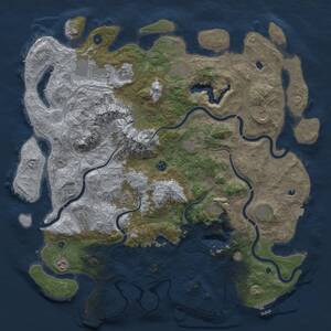 Thumbnail Rust Map: Procedural Map, Size: 5000, Seed: 1104523675, 17 Monuments