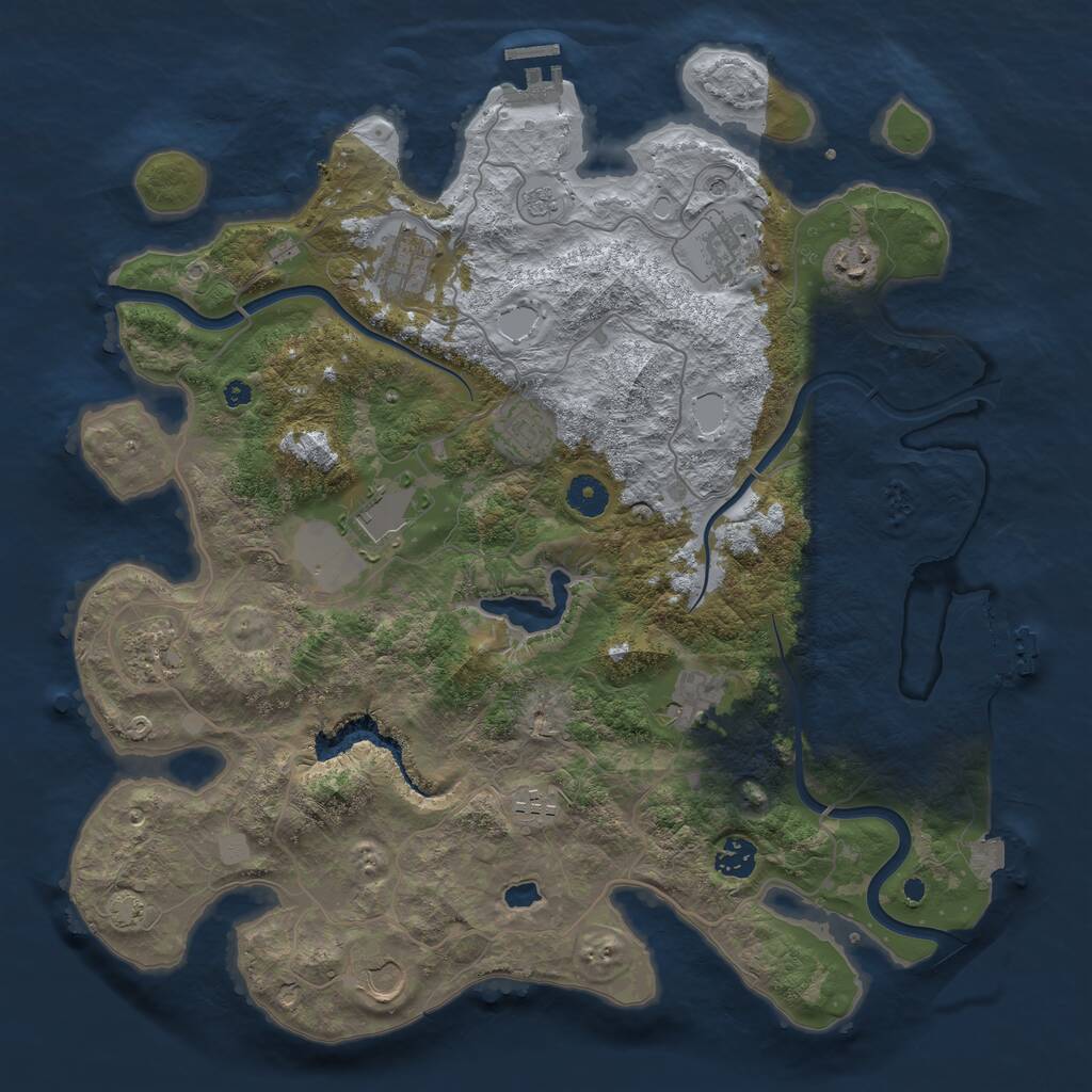 Rust Map: Procedural Map, Size: 4000, Seed: 706327830, 16 Monuments