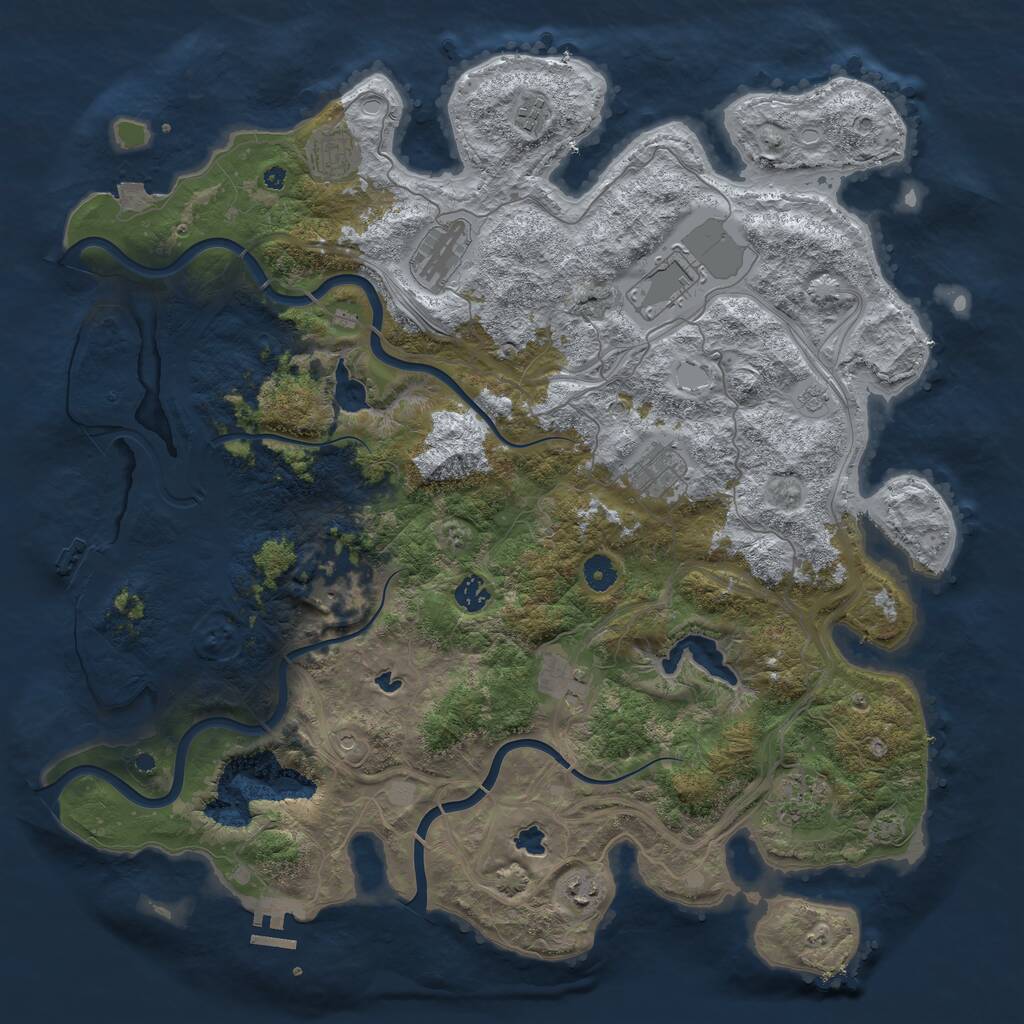 Rust Map: Procedural Map, Size: 4500, Seed: 8462119, 16 Monuments