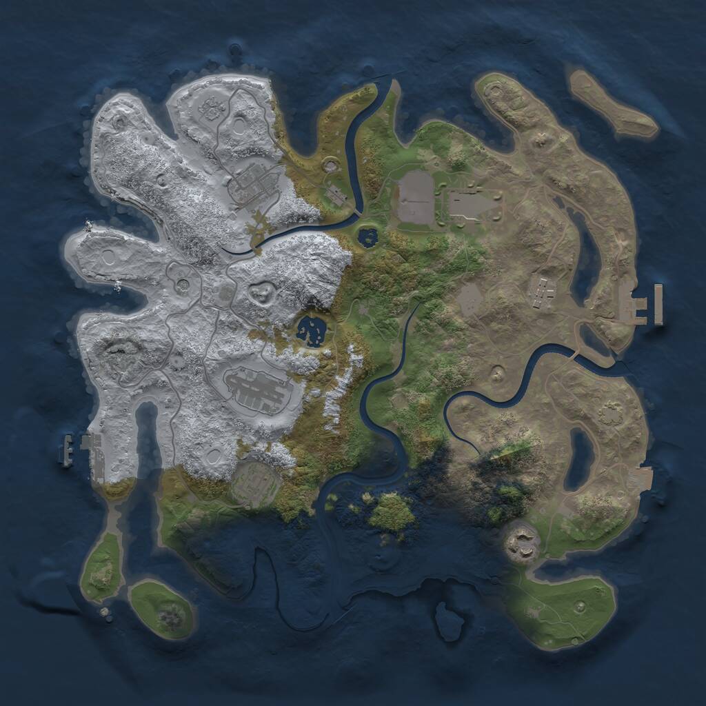 Rust Map: Procedural Map, Size: 3500, Seed: 710555559, 13 Monuments