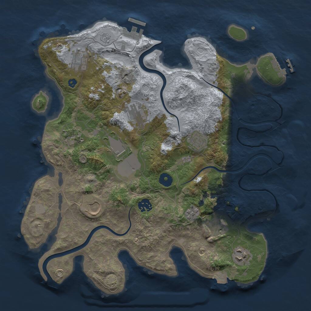 Rust Map: Procedural Map, Size: 3500, Seed: 532770966, 16 Monuments