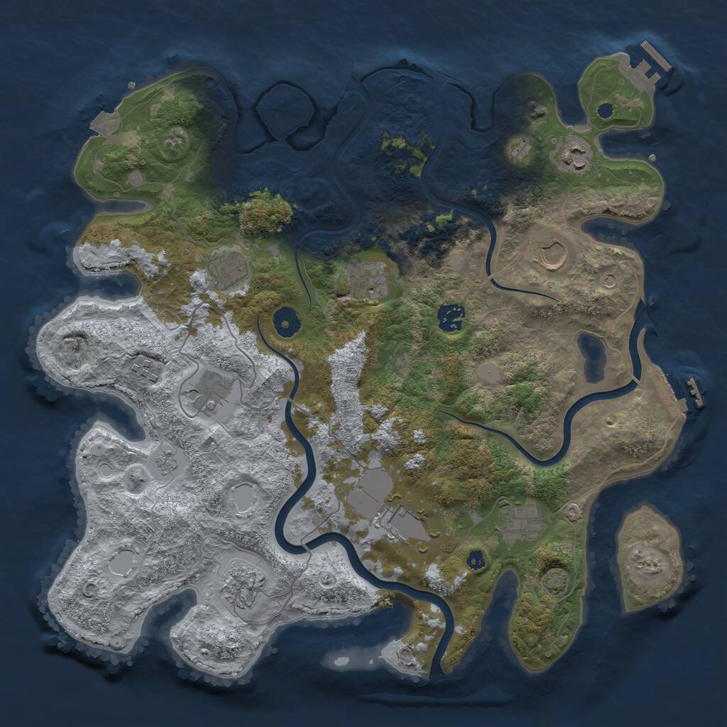 Rust Map: Procedural Map, Size: 3850, Seed: 565884099, 16 Monuments