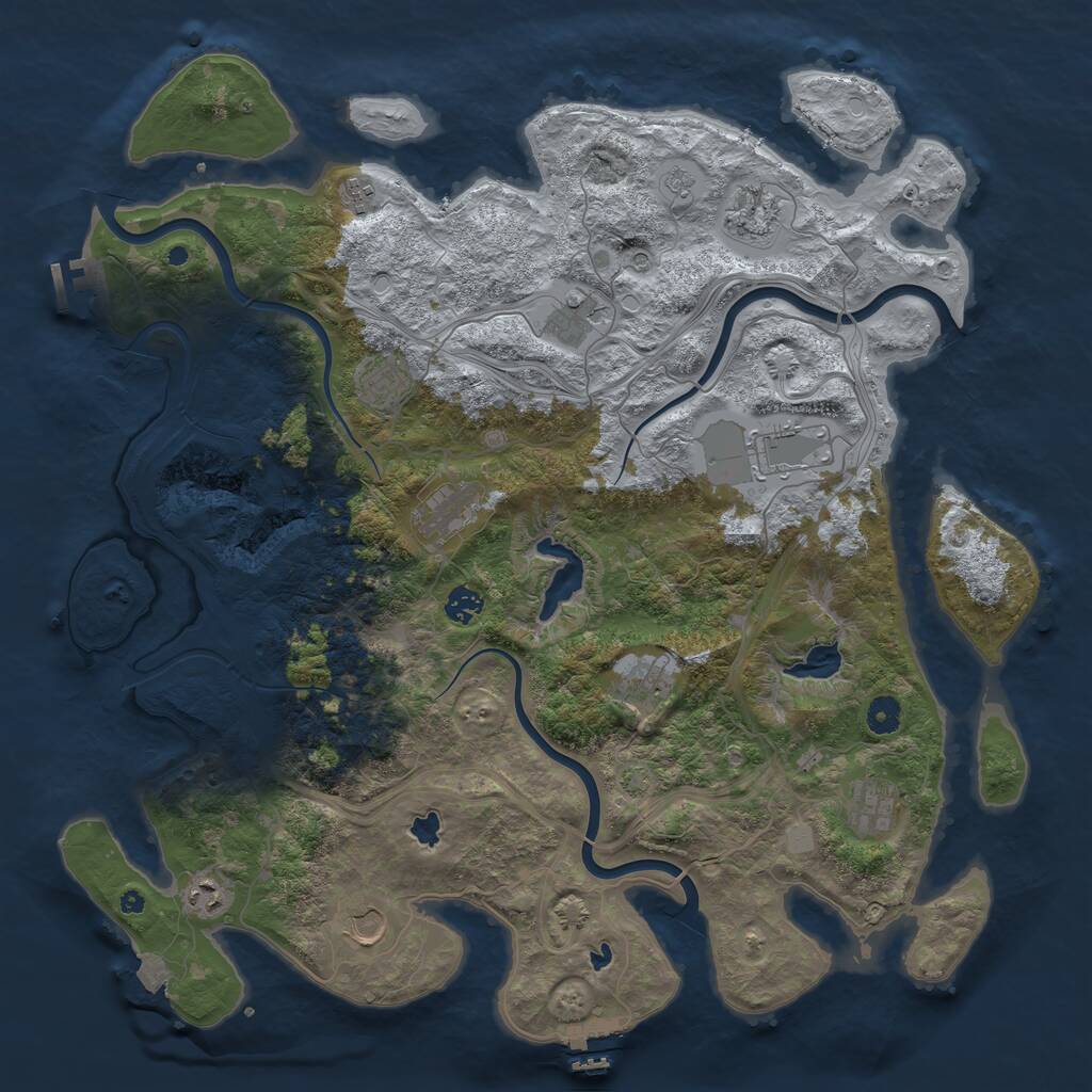 Rust Map: Procedural Map, Size: 4500, Seed: 8102280, 17 Monuments